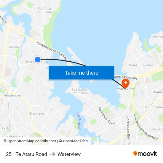 251 Te Atatu Road to Waterview map