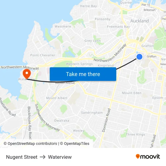Nugent Street to Waterview map