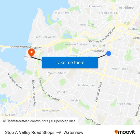 Stop A Valley Road Shops to Waterview map