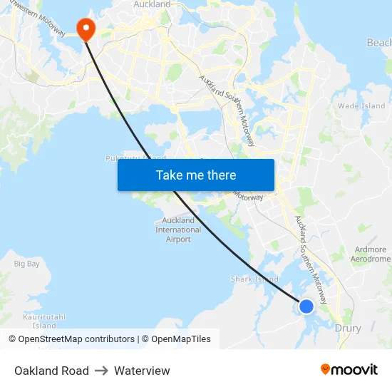 Oakland Road to Waterview map