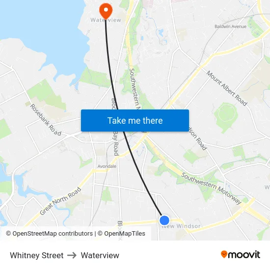 Whitney Street to Waterview map