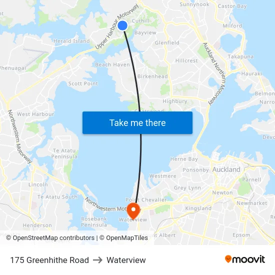 175 Greenhithe Road to Waterview map