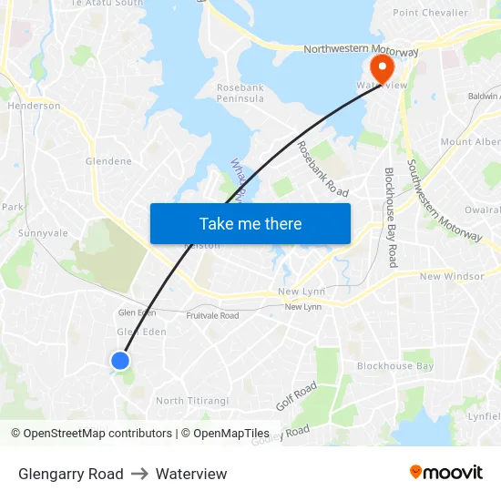 Glengarry Road to Waterview map