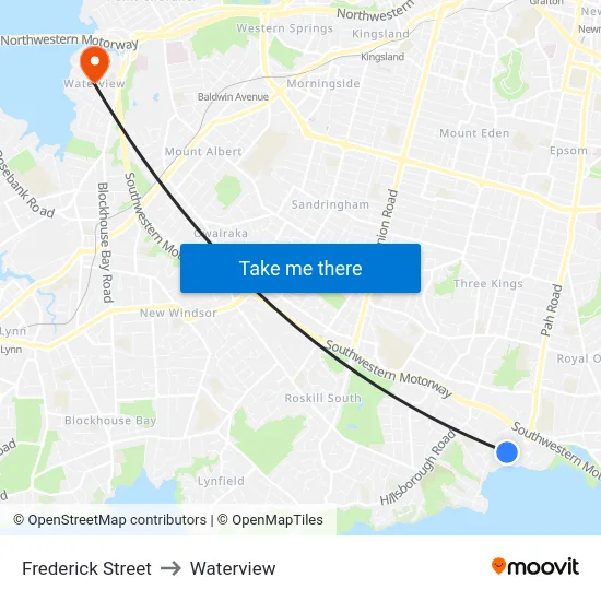 Frederick Street to Waterview map