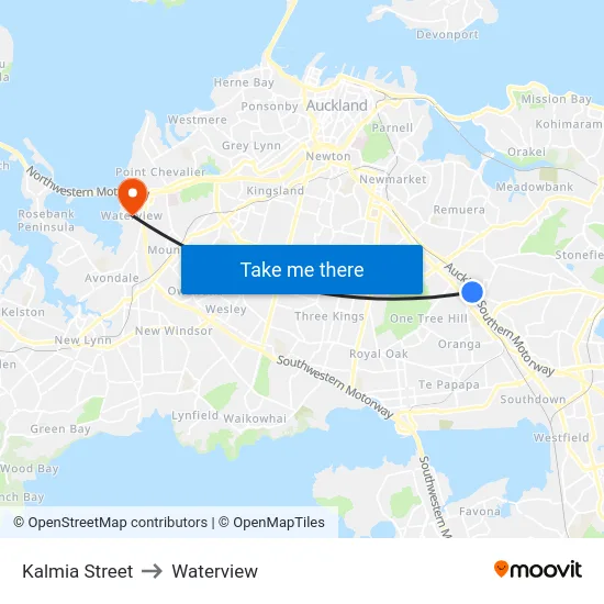 Kalmia Street to Waterview map