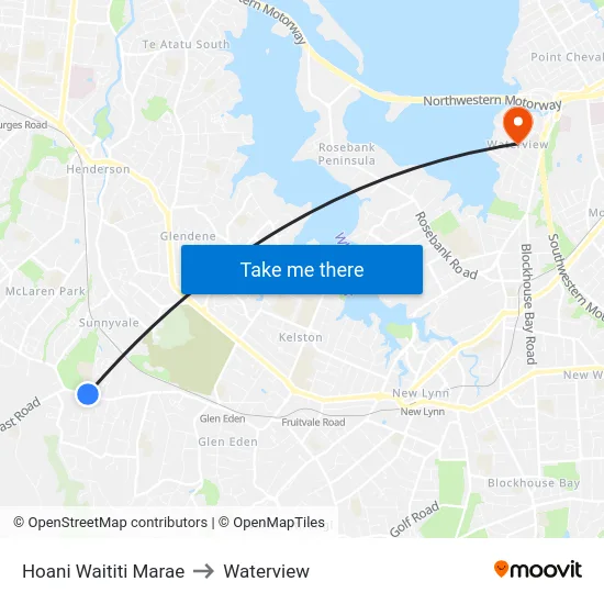 Hoani Waititi Marae to Waterview map