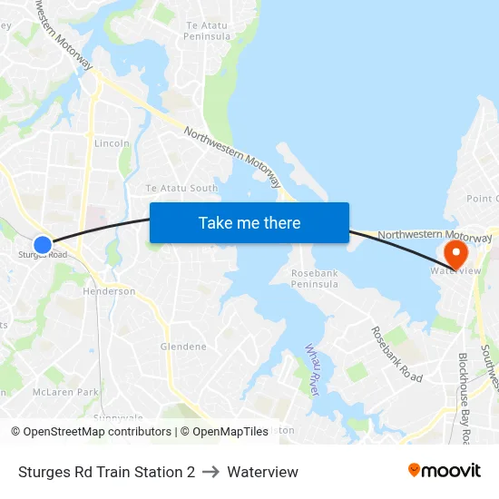 Sturges Rd Train Station 2 to Waterview map