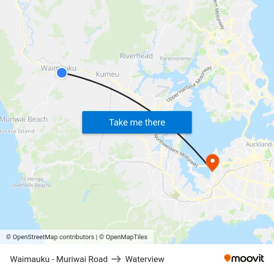 Waimauku - Muriwai Road to Waterview map