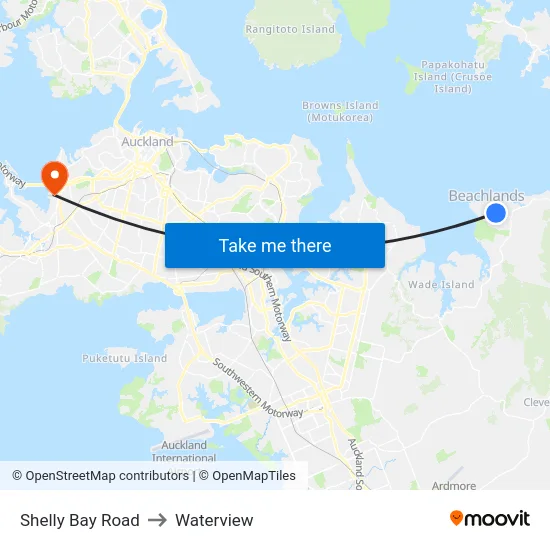 Shelly Bay Road to Waterview map