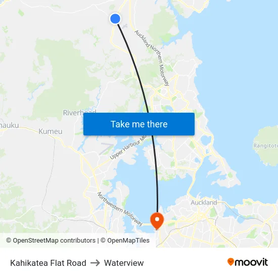 Kahikatea Flat Road to Waterview map