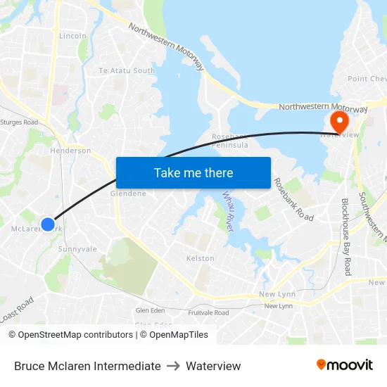 Bruce Mclaren Intermediate to Waterview map