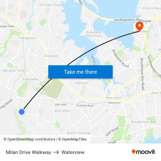 Milan Drive Walkway to Waterview map