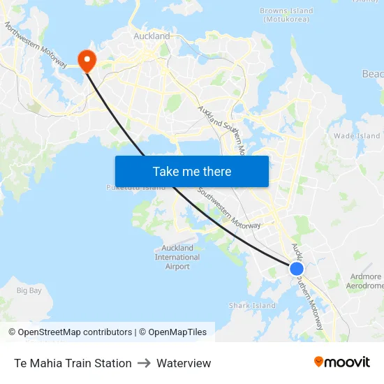 Te Mahia Train Station to Waterview map
