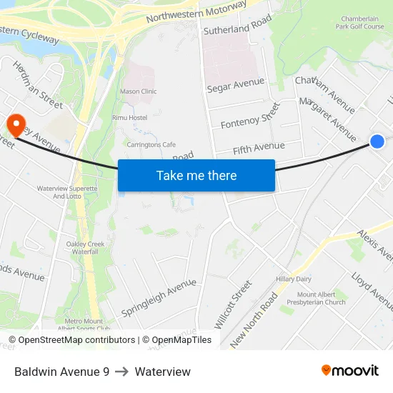 Baldwin Avenue 9 to Waterview map