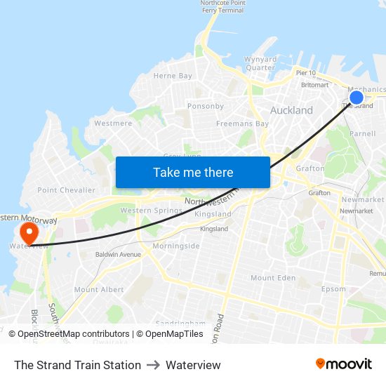 The Strand Train Station to Waterview map