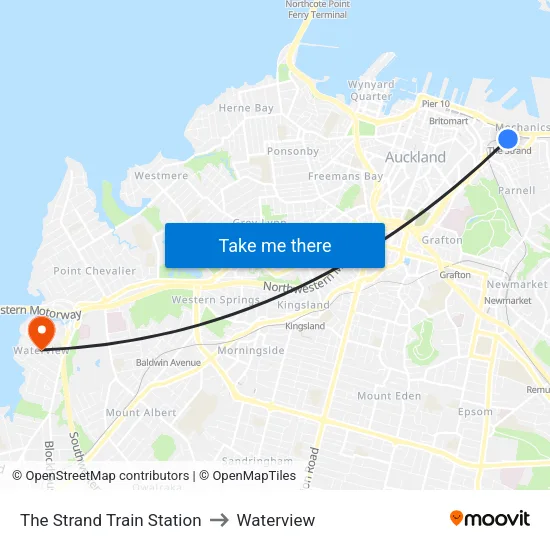 The Strand Train Station to Waterview map