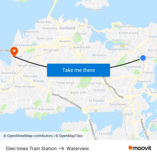 Glen Innes Train Station to Waterview map