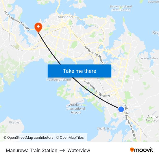 Manurewa Train Station to Waterview map