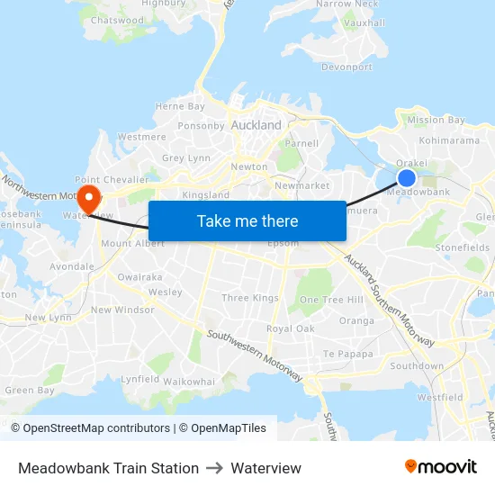 Meadowbank Train Station to Waterview map