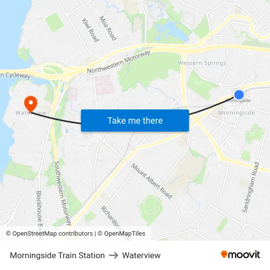 Morningside Train Station to Waterview map