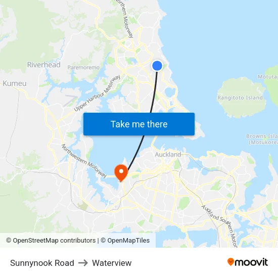 Sunnynook Road to Waterview map