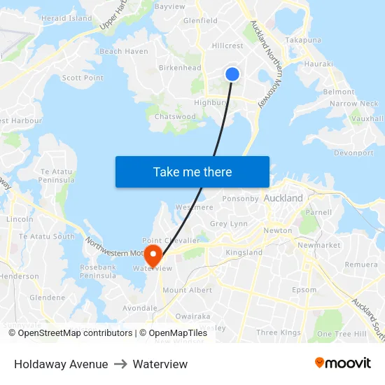 Holdaway Avenue to Waterview map