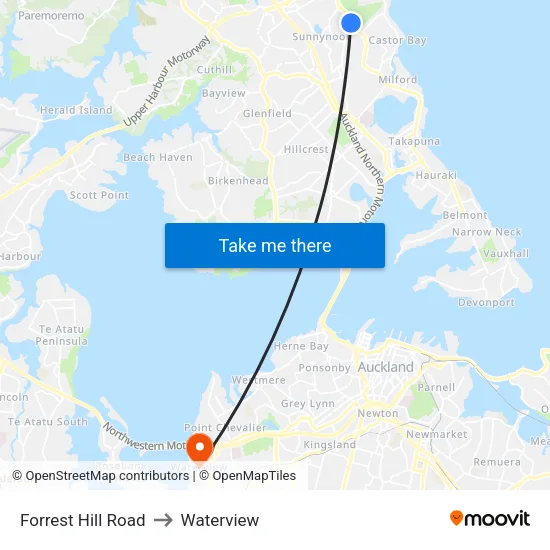 Forrest Hill Road to Waterview map