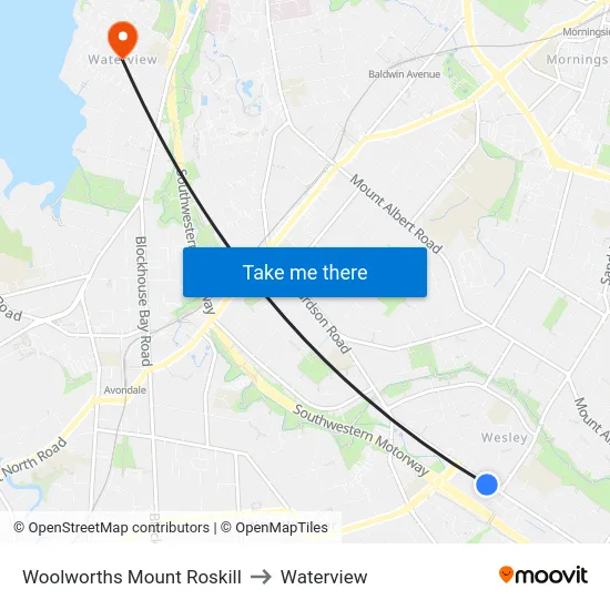 Woolworths Mount Roskill to Waterview map