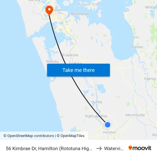 56 Kimbrae Dr, Hamilton (Rototuna Highs) to Waterview map