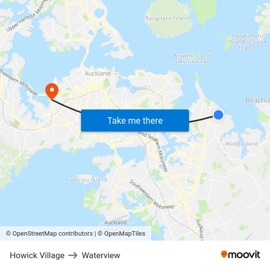 Howick Village to Waterview map