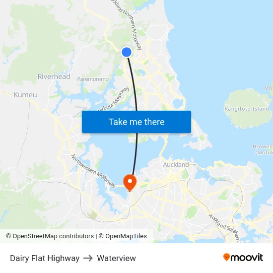 Dairy Flat Highway to Waterview map