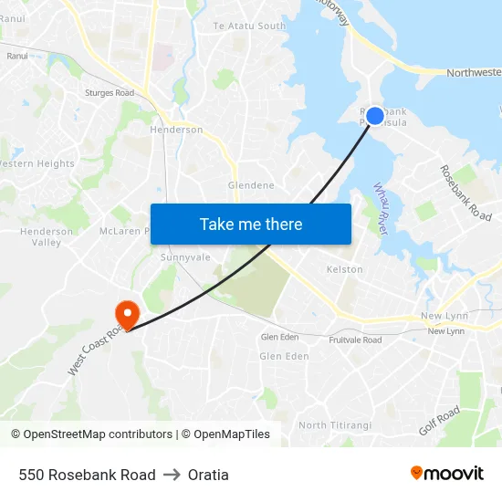 550 Rosebank Road to Oratia map