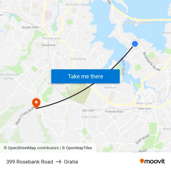 399 Rosebank Road to Oratia map