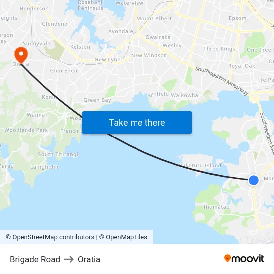 Brigade Road to Oratia map