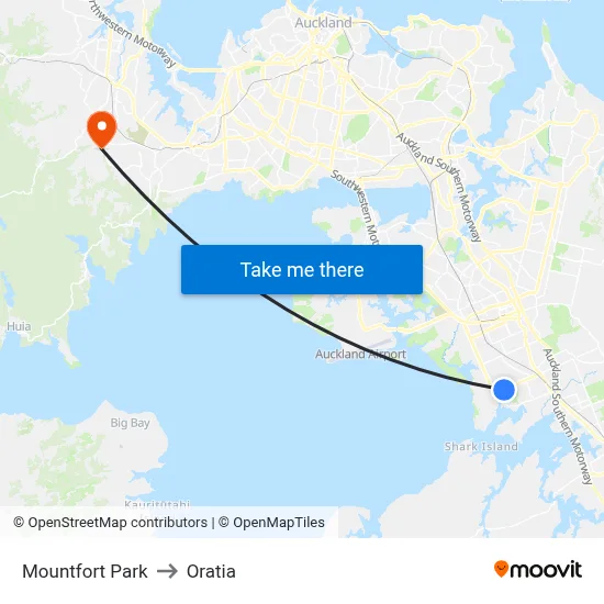Mountfort Park to Oratia map