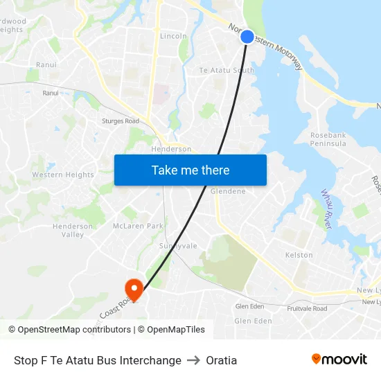 Stop F Te Atatu Bus Interchange to Oratia map