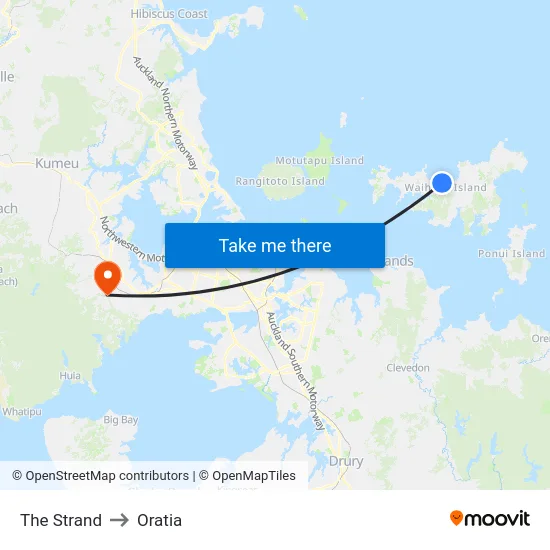 The Strand to Oratia map