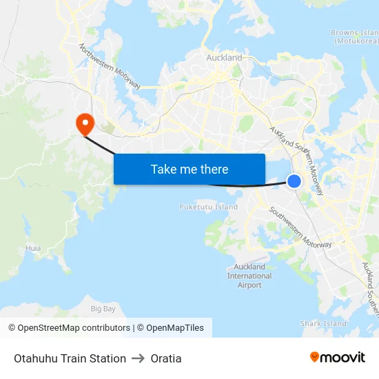 Otahuhu Train Station to Oratia map