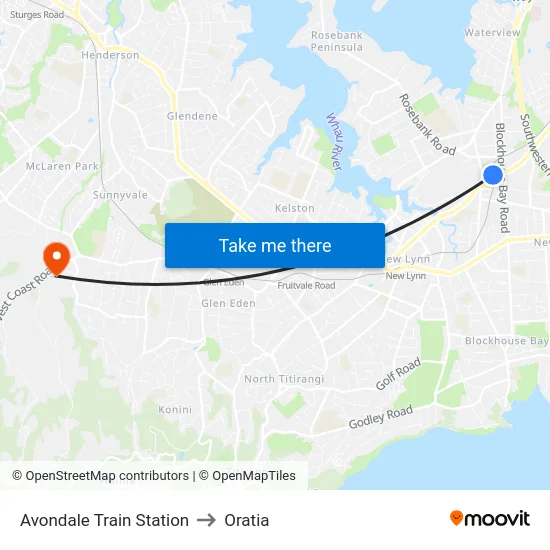 Avondale Train Station to Oratia map