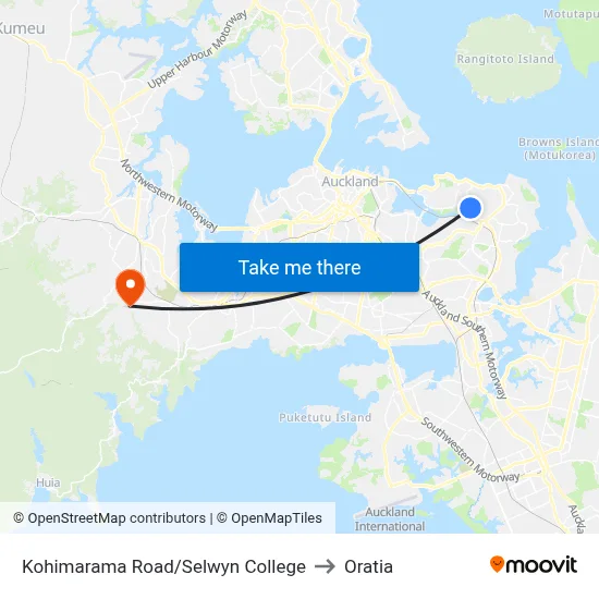 Kohimarama Road/Selwyn College to Oratia map