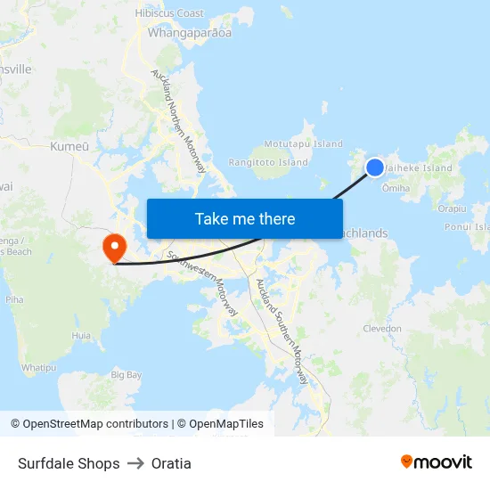 Surfdale Shops to Oratia map