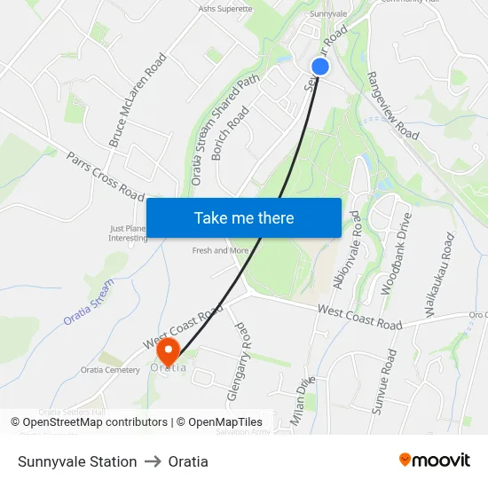 Sunnyvale Station to Oratia map