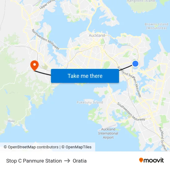 Stop C Panmure Station to Oratia map