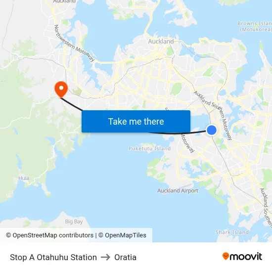 Stop A Otahuhu Station to Oratia map