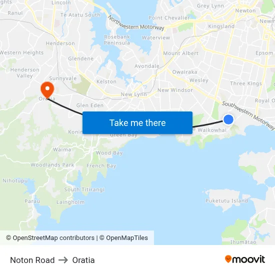 Noton Road to Oratia map