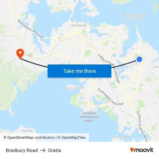Bradbury Road to Oratia map