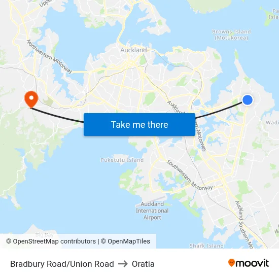 Bradbury Road/Union Road to Oratia map