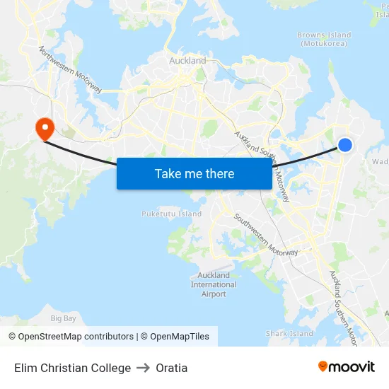 Elim Christian College to Oratia map