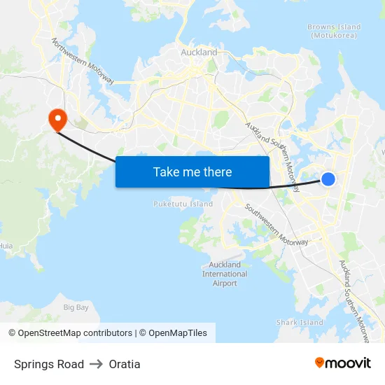 Springs Road to Oratia map