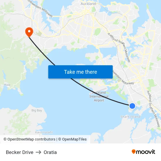 Becker Drive to Oratia map